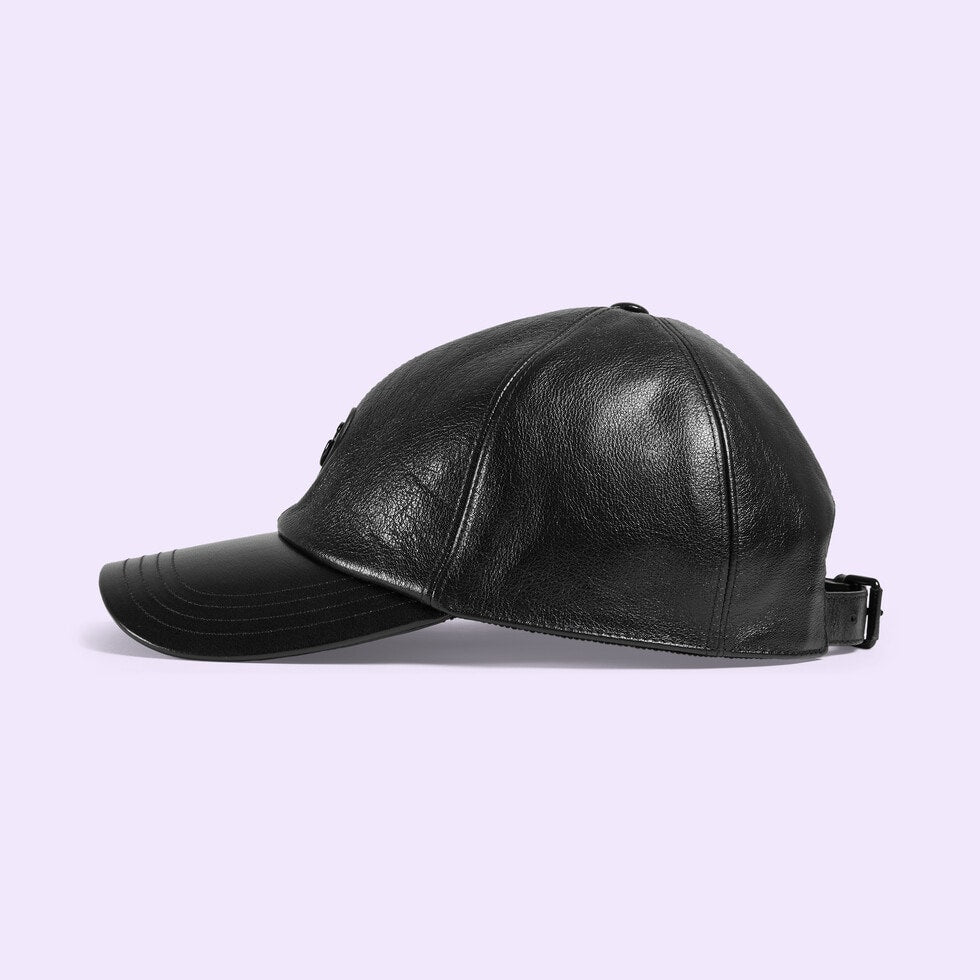 LEATHER BASEBALL HAT WITH DOUBLE G
