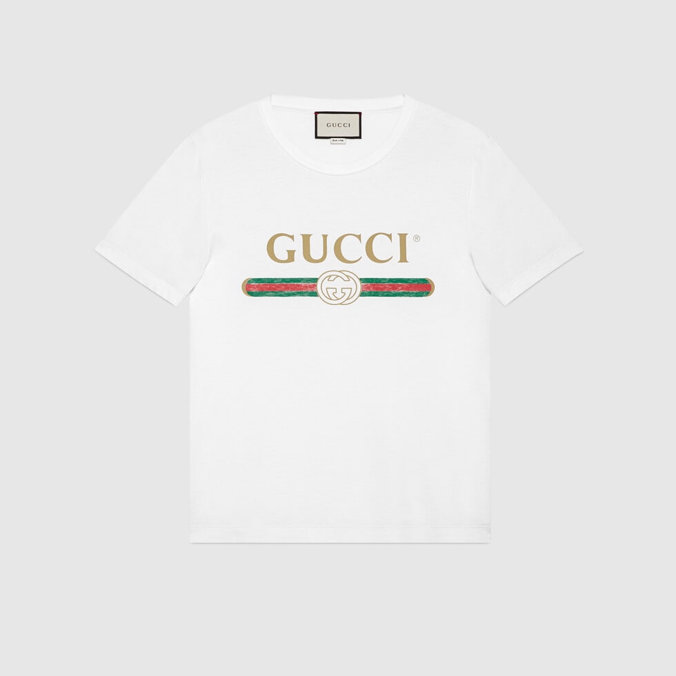 OVERSIZE WASHED T-SHIRT WITH GUCCI LOGO