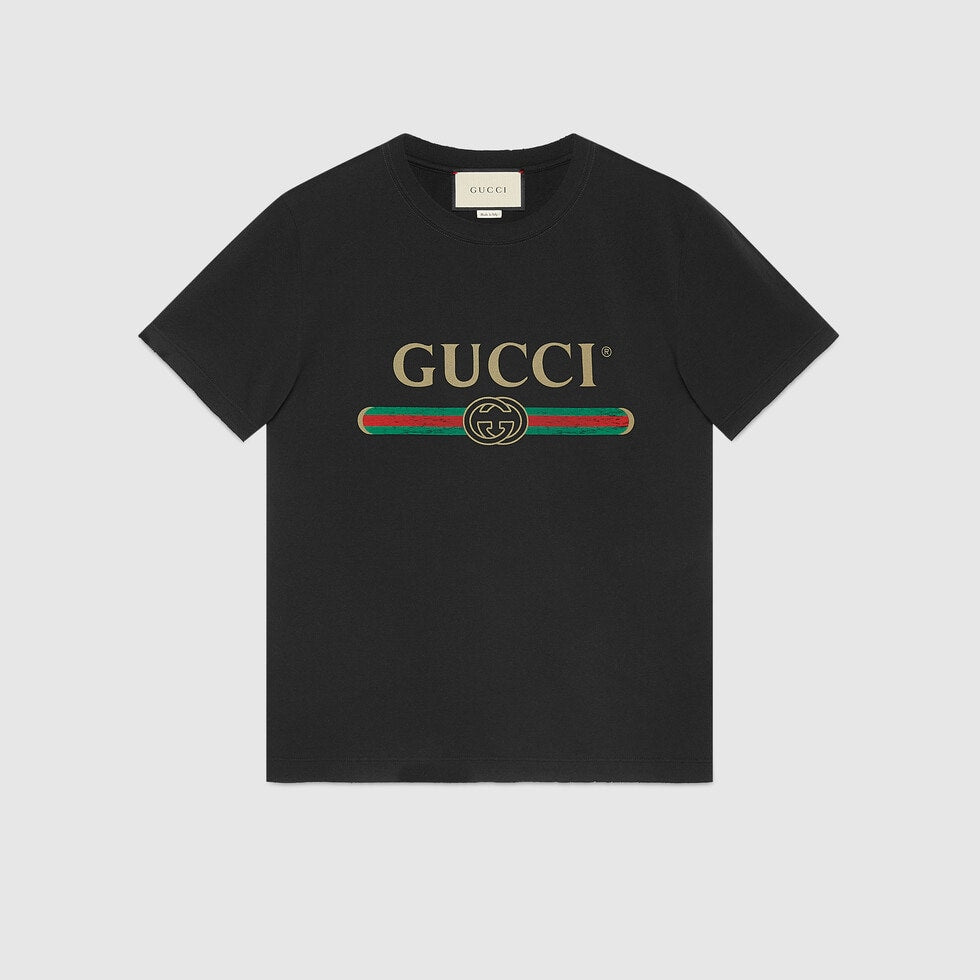 OVERSIZE WASHED T-SHIRT WITH GUCCI LOGO