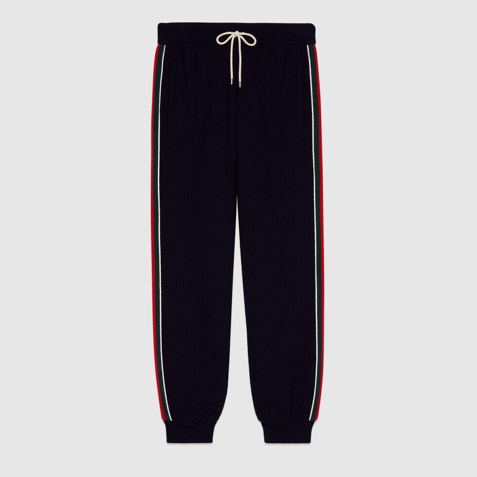 WOOL JERSEY TRACK BOTTOMS WITH WEB