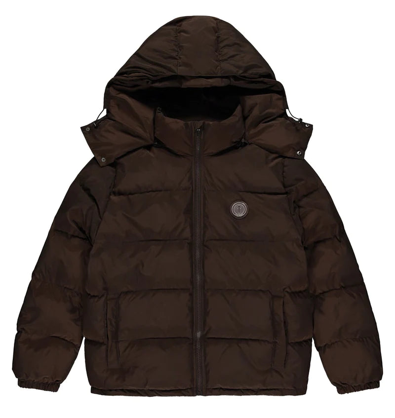 TRAPSTAR BROWN IRONGATE DETACHABLE HOODED PUFFER JACKET