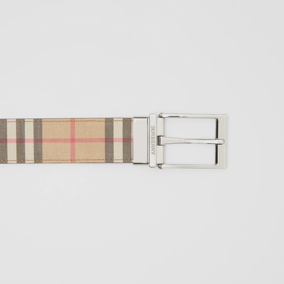 Check and Leather Reversible Belt