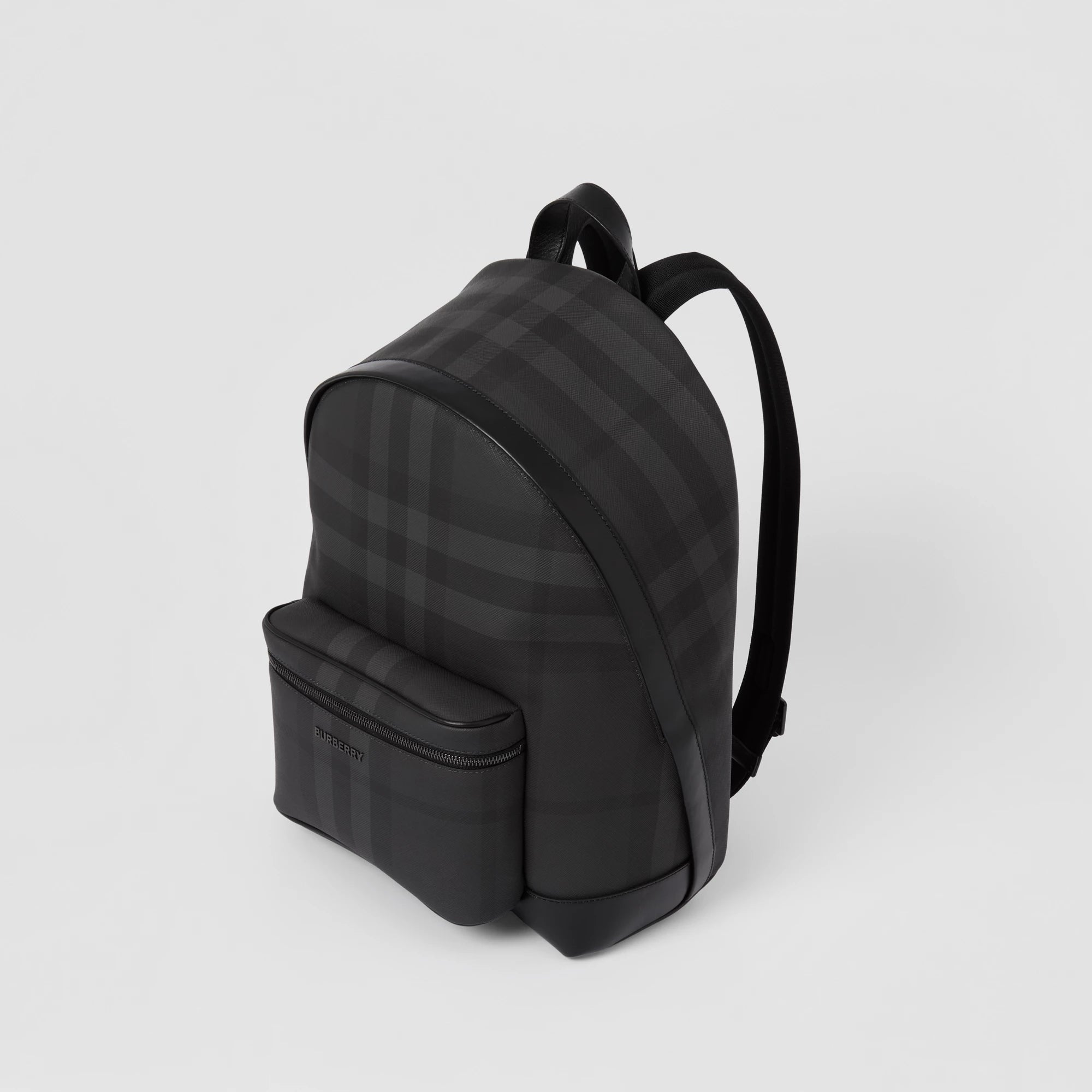 Charcoal Check and Leather Backpack