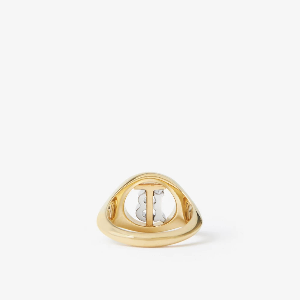 Monogram Motif Gold-plated Signet Ring