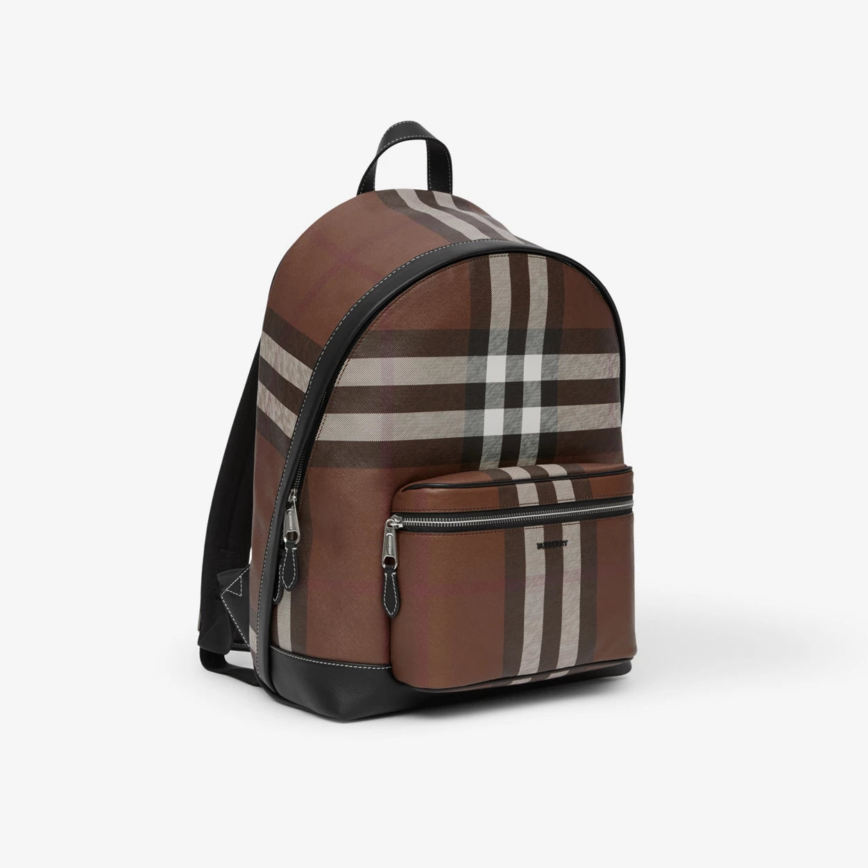 Exaggerated Check and Leather Backpack