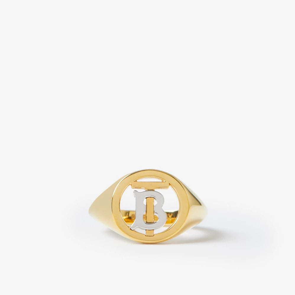 Monogram Motif Gold-plated Signet Ring